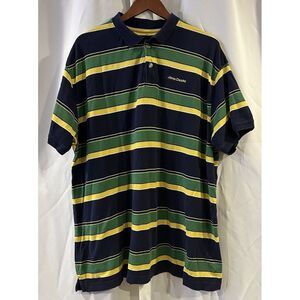 John Deere Polo Mens Size‎ XXL Short Sleeve Green Blue Yellow Stripe